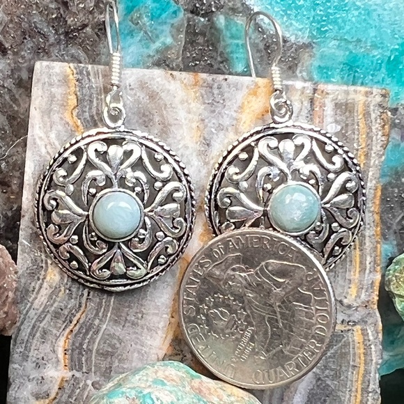 Genuine Larimar earrings (Z-6) - Picture 3 of 9